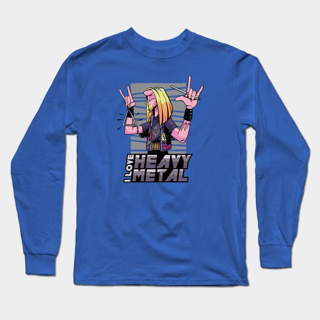 I Love Heavy Metal Long Sleeve T-Shirt by Safdesignx